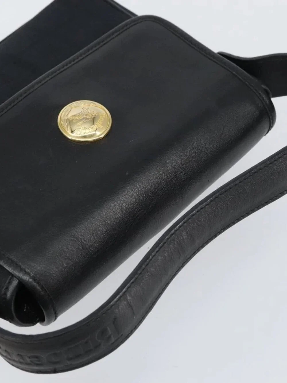 Burberrys Nova Check Hand Bag Leather Canvas Black Gold Auth gh1496 - Picture 7 of 16